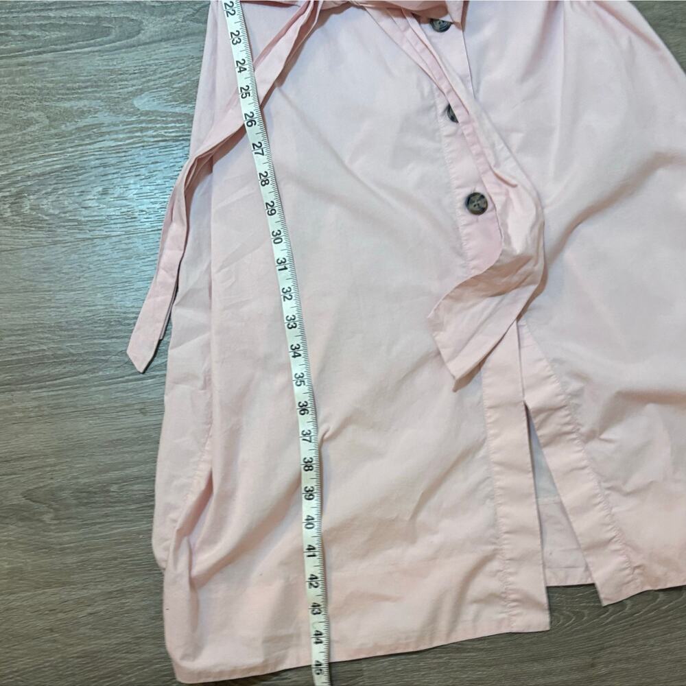 J.Crew Pink Cotton Midi Dress L Puff Sleeve Square Neck Button Front Cottagecore - Picture 12 of 16